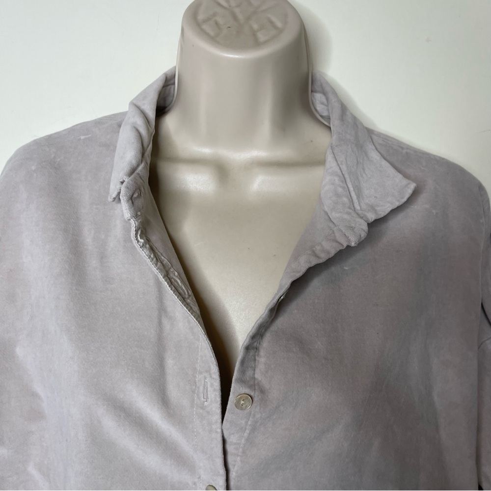 ALBUM DI FAMIGLIA Light Grey Velvet Collar Oversized Button Front Shirt Dress S - Picture 9 of 14